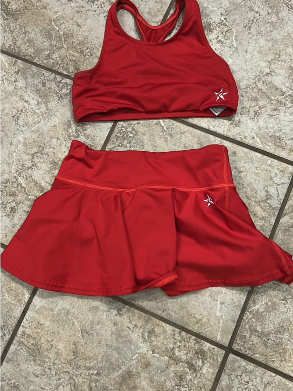 Kids Red Active Tennis Skort & Sports Bra Miss America set